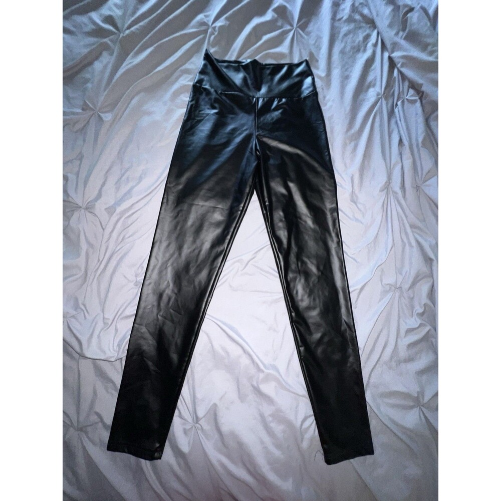 Everbellus Faux Leather Leggings Womens L Black Pants Pull On Pre Owned